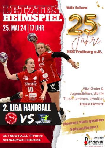 Einladung zum letzten 2. Liga Heimspiel der Red Sparrows in Freiburg | 25.05.2024